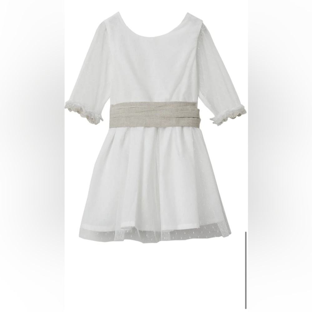 Mango Ivory special Occasion Dress with Sheer Accents